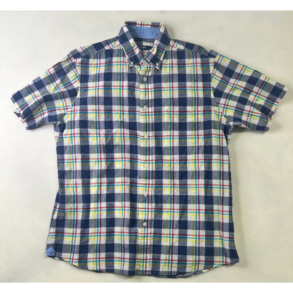 Cremieux‎ Classics Mens Large Plaid Short Sleeve Button Down Shirt Multicolor